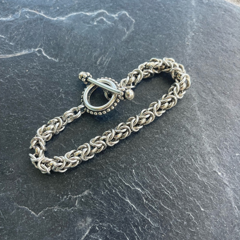 Stephen Dweck Sterling Silver 925 bryzantine toggle Bracelet 8”